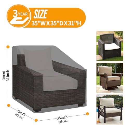 Kipiea 600D Patio Chair Covers Waterproof Winter 2 Pack - Heavy Duty Lawn Outdoor Furniture Chair Covers with Anti UV and No Tears, No Fading (35"W x 35"D x 31"H）