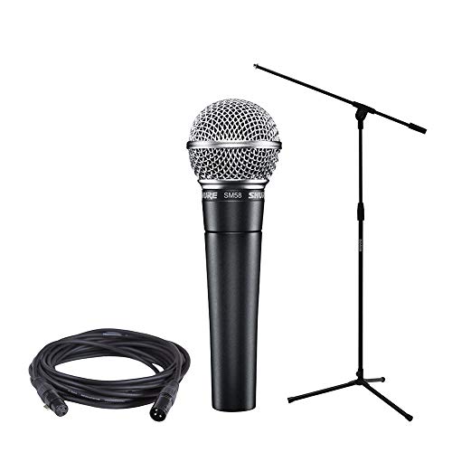 Shure SM58 Vocal Microphone with Microphone Stand and Cable