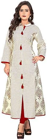 Shyam Export Women's Cotton Casual Wear Kurti (VF-KU-86, Cream, XL)