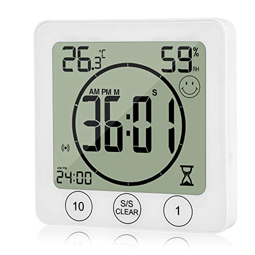 JLENOVEG Digital Bathroom Shower Timer Kitchen Wall Clock with Alarm