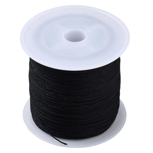 CABODYALS 140M 0.5mm Black Bead Bracelets Cord Round Chinese Knot String Durable Braid Polyester Beading Threads With Spool for Jewellery Making Friendship Bracelet Necklaces Diy Craft Decoration