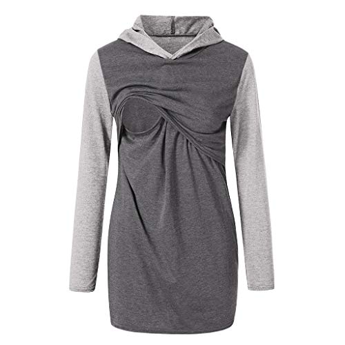 Nursing Pillow,Women's Nursing Hoodie Long Sleeves Casual Top Breastfeeding Clothes Blouse,Nursing Bras for Breastfeeding,Dark Gray,M