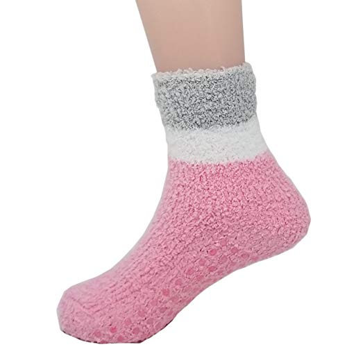 6 Pairs Warm Fuzzy Socks for Kids with Grippers Non Skid Slipper