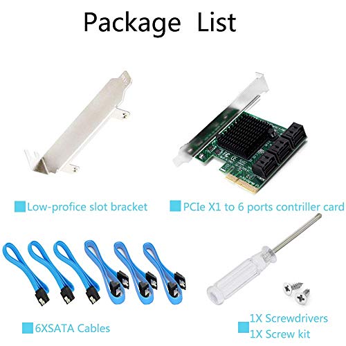 SATA 3.0 Card,6 Port with 6 SATA Cables,6 Gbps SATA Controller PCIe Expression Card with Low Profile Bracket,Boot as System Disk,Support 6 SATA 3.0 Devices,Built-in Adapter Converter for Desktop PC - Thumbnail 6