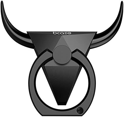 Finger Ring Stand, Bcase Universal 360° Rotating Full Metal Cell Phone Finger Grip Ring with Bull Design Phone Holder Kickstand for iPhone 7 Plus 6 6S 5 Samsung iPad iPod Tablet (Black)