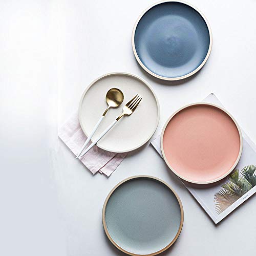8.3-Inch Porcelain Dinner Plates Set Pizza Pasta Serving Plates Matte Glaze Dessert Dishes Set of 4 - Thumbnail 3