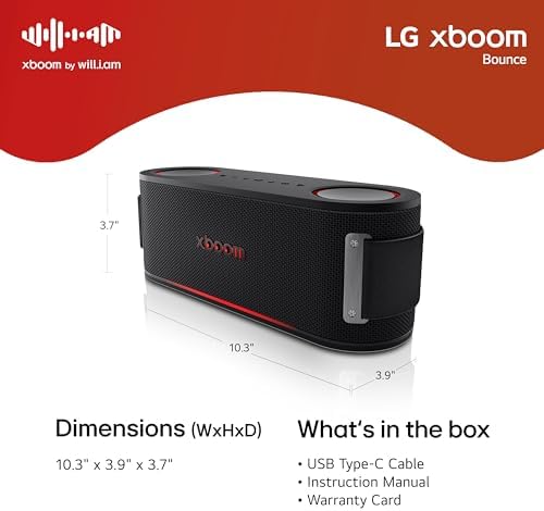 xboom Bounce by will.i.am, tragbarer Bluetooth-Lautsprecher (Signature Sound, nach Oben gerichtete Passivstrahler, IP67, bis zu 30 Std. Akkulaufzeit), Schwarz [Modelljahr: 2025]