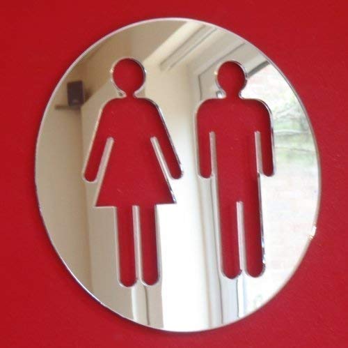 Male and Female Toilet Sign Mirror (also includes the cut out Male and Female Mirrors) 12cm x 12cm