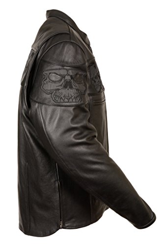 Milwaukee Leather Men's Crossover Stand Up Collar Motorcycle Jacket w/ Reflective Skulls w/ Two Inside Gun Pockets (XXX-Large)