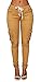 Pxmoda Womens Casual Stretch Drawstring Skinny Pants Cargo Jogger Pants (3XL, Yellow)