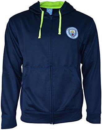 Manchester City Hoodie Zip Up Fleece Lining Sweatshirt Jacket Light Weight (Navy, S)