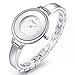 Chrysansmile Stainless Steel Wrist Watch for Women Luxury Silver-Tone Watch Analog Quartz Ladies Watches