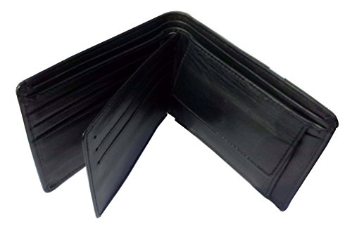 Bdgiant Men's Genuine Leather Extra Capacity Flap ID & Coin Purse Bifold Wallet-black