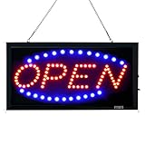 Open Sign, Fitnate LED Business Open Sign Advertisement Board Electric Display Sign, Two Modes Flashing & Steady Light for Business, Walls, Window, Shop, Bar, Hotel