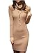 v28 Women Cowl Neck Knit Stretchable Elasticity Long Sleeve Slim Fit Sweater Dress