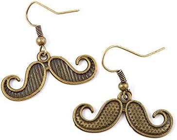 50 Pairs Earring Jewelry Making Charms Antique Bronze Findings Hooks Supplies Wholesale Supply Handmade V1SD9 Mustache Beard