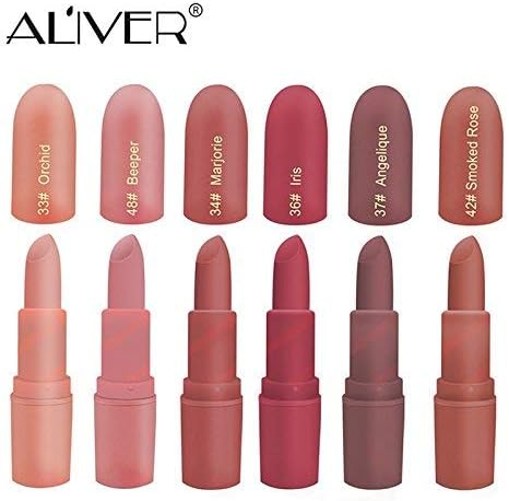 6Pcs Sexy Waterproof Make Up Lipstick Bullet Matte Lip Gloss Long-Lasting Moisturizer Professional Lips Balm Beauty Makeup Bullet Lipstick Set
