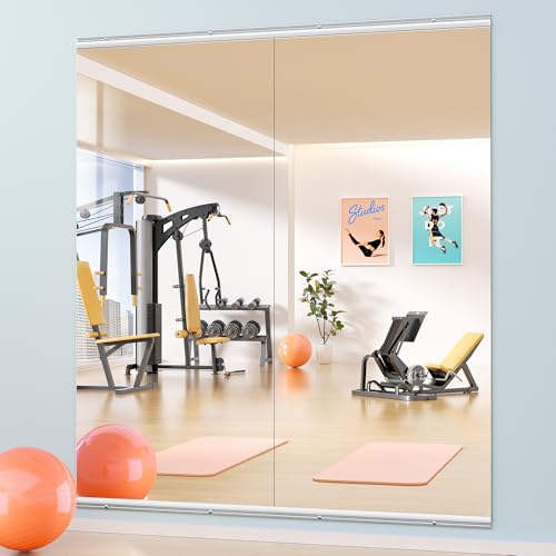 Hasipu 2PCS Ganzkörperspiegel 160x70cm, Spiegel Fitnessraum groß, Wandspiegel, Tanzspiegel, Gehärtetes Glas Rahmenlose Spiegel für Garage, Fitnessstud