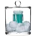 Acrylic Cotton Balls Qtip Holder - clear bathroom decor apothecary canister jar dispenser & organizer with lid for vanity! Container for food candy & swab q tips makeup for easy cosmetic organization!