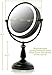 Ovente Lighted Vanity Mirror Tabletop, 7.5'' 1X 10X Magnifier, 360 Degree Double Sided, 3 Tone Smart Touch LED, 15 Min Auto Shut Off Timer, Battery & AC Plug Operated, Oil Rubbed Bronze MPT75BZ1X10X