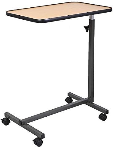 Overbed Rolling Table Over Bed Laptop Food Tray Hospital Desk with Tilting Top