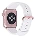 JSGJMY Compatible with Apple Watch Band 38mm 40mm 42mm 44mm Women Men Genuine Leather Replacement Strap for iWatch Series SE 6 5 4 3 2 1(White with Rose Pink Clasp,42mm/44mm M/L)