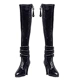 MagiDeal 1:6 Black Zip Up Knee-high Boots Shoes for 12'' Hot Toys Phicen Action Figure