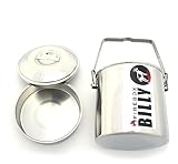Firebox 1 Quart (5") Billy Can - Locking Bail Handle Bushcraft Camp Pot, SS Clips (Installed)