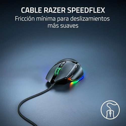 Basilisk V3 35K - Ratón ergonómico con Cable para Juegos Totalmente Personalizable - Sensor óptico Focus Pro 35K (Rueda de inclinación HyperScroll, iluminación Chroma de 11 Zonas) Negro
