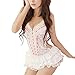 Canserin Women's Sexy Lace Passion Lingerie Backless Halter Babydoll G-string Dress Racy Muslin Maid Uniforms Temptation Underwear