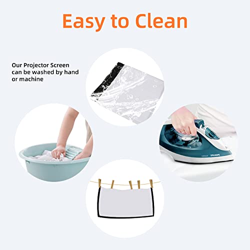 Portable Projector Screen with Stand Outdoor: Camping Projection Screen 80 inch 4K Movie Screen for Home Backyard Indoor 16:9 HD Night