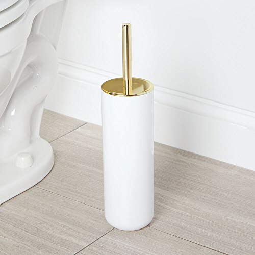mDesign Compact Freestanding Plastic Toilet Bowl Brush and Holder for