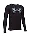 Under Armour Boys' Novelty Big Logo Long Sleeve, Black/Steel, Youth Large