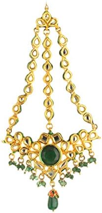 Dilan Jewels PURE Collection Green Colour Ethnic Kundan Jhumar Head Accessory For Women