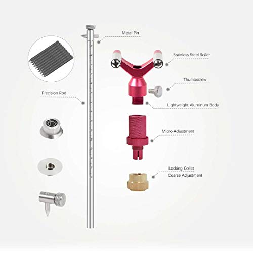 Newkiton Wheel Marking Gauge Curve Scriber with Micro Adjust Function, 1 Bearing Wheel Cutter, 1 Locked Wheel Cutter, 1 Metal Marking Pen, 10 Marking Pencils, 1 Screwdriver Included