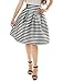 Allegra K Women's Striped High Waist Pleated A-Line Skirt Black White M