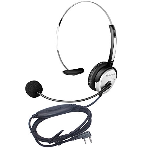 Arama PTT MIC Headphone Headset w/ Adjustable Band for Baofeng UV-5R BF-480 666S Kenwood TK-208 TK-220 TK-240 KPG27D TH-D7 Radios.