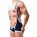 FEESHOW Men's Suspender Singlet Bulge Pouch Leotard Bodysuit Underwear Briefs (Blue, M)
