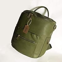 Alice Unique Faux Leather Diaper Bag Backpack, Shoulder and Convertible Interchangeable, Large Designer Organizer Bag with Insulated Pockets and Wipe Pouch for Baby Mommy (Olive)