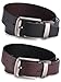 Alice & Elmer Men's Dress Belt Leather Twist Reversible 1 1/2'' Wide With Removable Rotated Buckle Belts Black & Brown