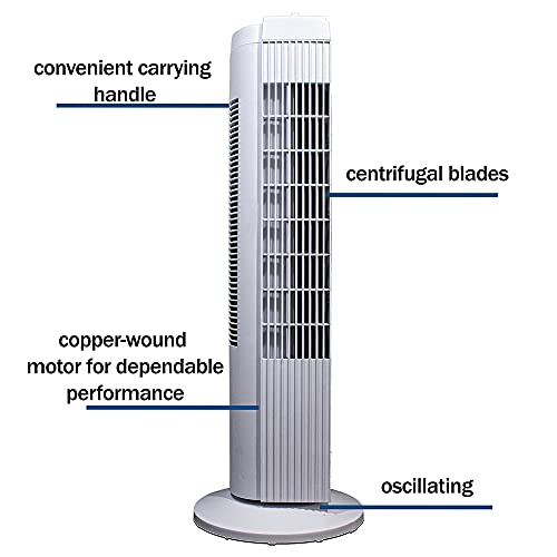 PELONIS White 28" Oscillating 3Speed Tower Fan FZ1019MW Contemporary
