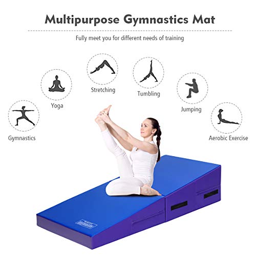 GYMAX Incline Gymnastics Mat, 60"X30"X14" Wedge Shape Gymnastics