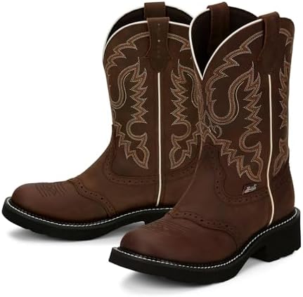 Amazon.com | Justin Ladies Rein Square Toe Boots 5.5 B Tan | Mid-Calf