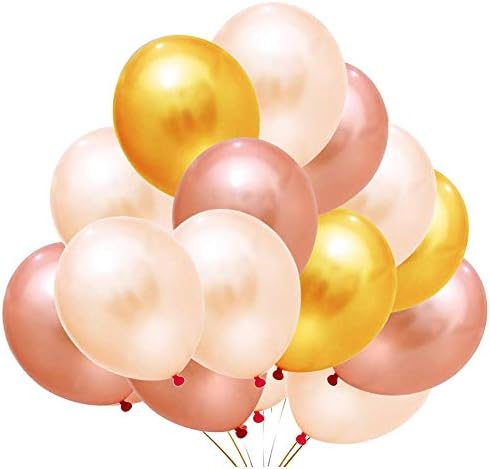 TOSOAR 100 Pack Latex Balloons 12 Inches Party Balloons for Wedding Decoration Birthdays Party Decorations Supplies (Gold and Rose Gold and Champagne Gold)