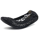 Ollio Women's Shoes Floral Embroidery Lace Slip On Comfort Light Ballet Flat ZM1712F (8.5 B(M) US, Black)