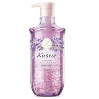 Kustie Lavender Antibacterial Body Wash with Real Visible Flower Petals, Moisturizing & Anti-Acne Shower Gel with Tea Tree Oil & 24HR Perfume Scent for Sensitive Skin, 16.9 fl oz
