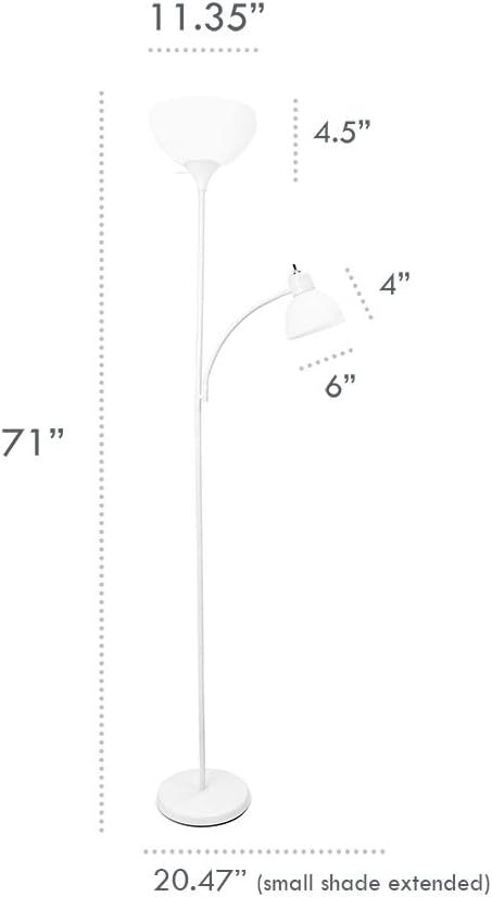 Simple Designs Home LF2000-BLK Mother-Daughter Floor Lamp with Reading Light, 71 x 20.47 x 11.35 inches, Black: Home Improvement