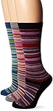 Wigwam Women's Miley Merino Wool Casual Crew Boot Sock 3-Pack, Black/Dark Denim/Grey, Medium