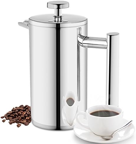 Best French Press, 350ML 18/10 Stainless Steel 12oz Coffee Maker, 3 Cup