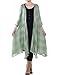 Mordenmiss Women's New Loose Thin Garb Drape Open Front Cardigan L Green Plaid
